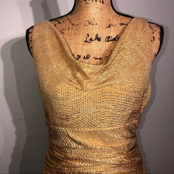 Lauren Ralph Lauren Metallic Gold Dress Size 6 - Picture 2 of 14